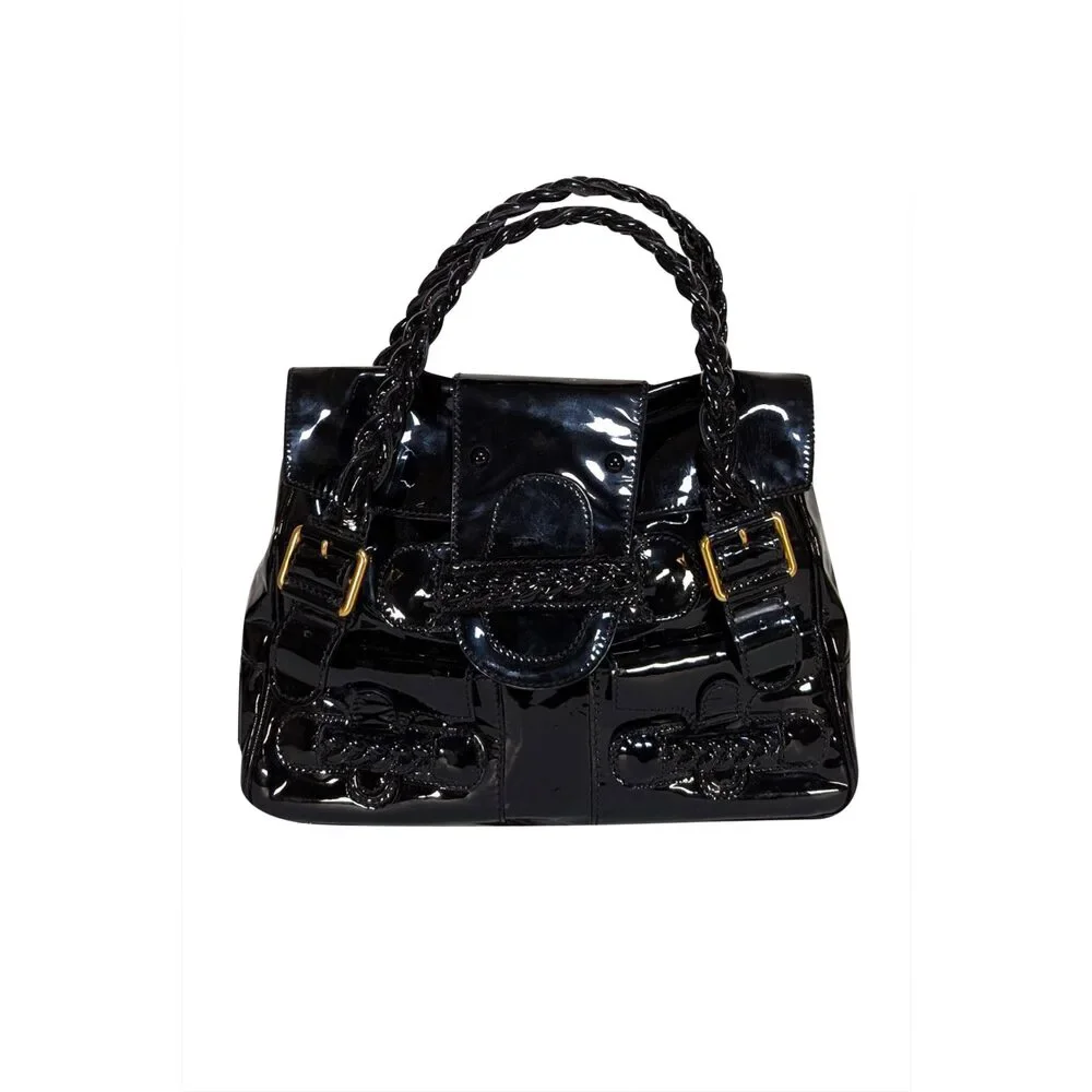 Valentino - Black Patent Leather Large Handbag